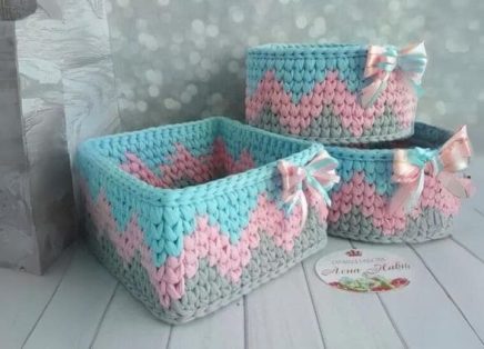 Cesto de Crochê Fio de Malha