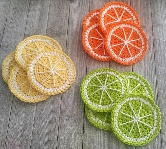 porta de crochçe laranja e limão